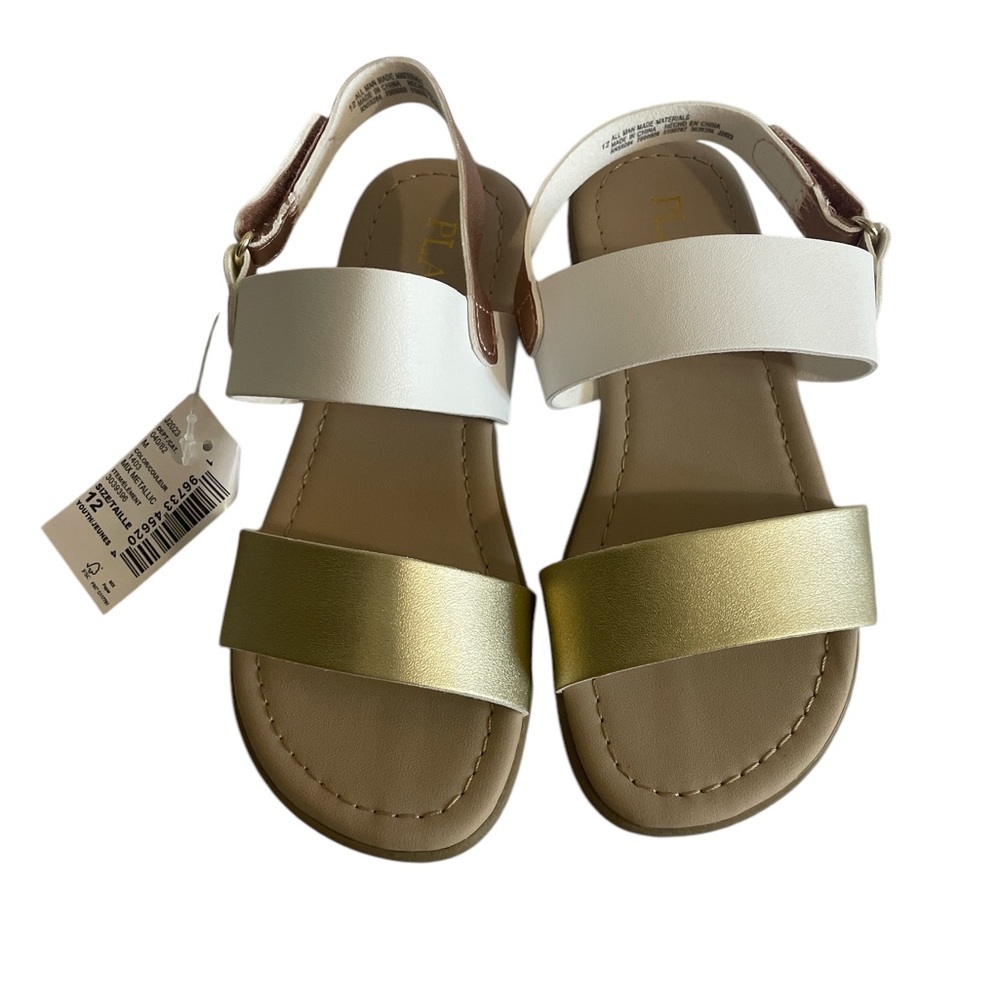 Children’s Place Gold and White Sandals Girls 12